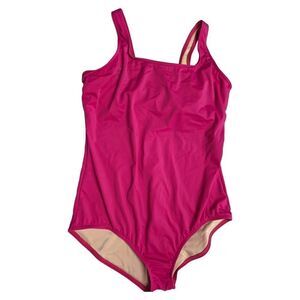 Lands End Size 18 Pink One Piece Swimsuit Bathing Underwire Classic Minimalist